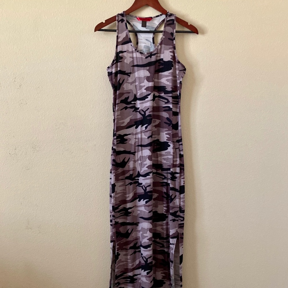 HOT KISS Purple Camo Print Maxi
